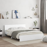 Bed Frame White Engineered Wood, Plywood King Size Modern 3207602