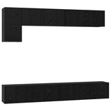TV Cabinet Set Wall-mounted 5 pcs Black Oak Engineered Wood 3393385