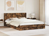 Bed Frame with Storage and Headboard Smoked Oak Engineered Wood 3414129