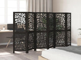 Room Divider 6 Panels Black Solid Wood Paulownia 358761