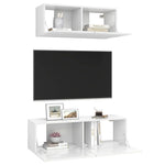 ZNTS 2 Piece TV Cabinet Set High Gloss White Engineered Wood 3079332