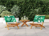 Garden Chairs 2 pcs Leaf Pattern Solid Wood Acacia and Fabric 367694