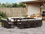 11 Piece Garden Dining Set with Cushions Brown Poly Rattan 3210849