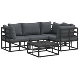 Garden Sofa Set with Cushion 5 pcs Black Aluminium 3378865
