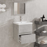 Bathroom Cabinet with Mirror Concrete Grey Engineered Wood 804867