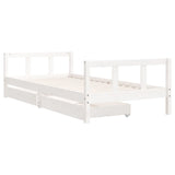 Kids Bed Frame with Drawers White 90x200 cm Solid Wood Pine 834409