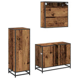 Bathroom Furniture Set with Door 3 pcs Old Wood Engineered Wood 3402494