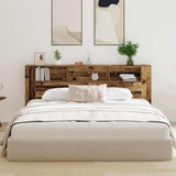 Headboard Cabinet with Shelf Old Wood 220 x 18.5 x 102.5 cm 862090