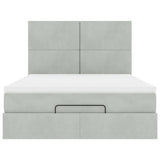 Ottoman Bed with Mattresses Light Grey 140x200cm Velvet 3313403