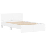 Bed Frame White Engineered wood, Plywood Double Bed Frame 3207616