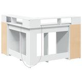 Desk with LED Lights White 130x130x91 cm Engineered Wood 3309447