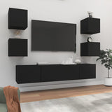 TV Cabinet Set Set of 6 Black Engineered wood 3114255