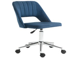Armless Velvet-Feel Office Chair - Dark Blue T3398P329953