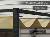 4 x 3 Metal Pergola with Retractable Roof, Garden Gazebo Canopy Shelter for Outdoor, Patio, Khaki T3398P377600
