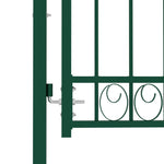 ZNTS Fence Gate with Arched Top Steel 100x100 cm Green 146363