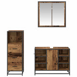 Bathroom Furniture Set with Door 3 pcs Old Wood Engineered Wood 3402524