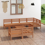 ZNTS 8 Piece Garden Lounge Set Solid Wood Pine Honey Brown 3082922