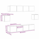 TV Cabinet Set Wall-mounted 6 pcs Old wood 80 x 30 x 30 cm Wood 3393444