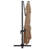 Cantilever Garden Parasol with LED Lights and Aluminium Pole 400x300 cm Taupe 47007
