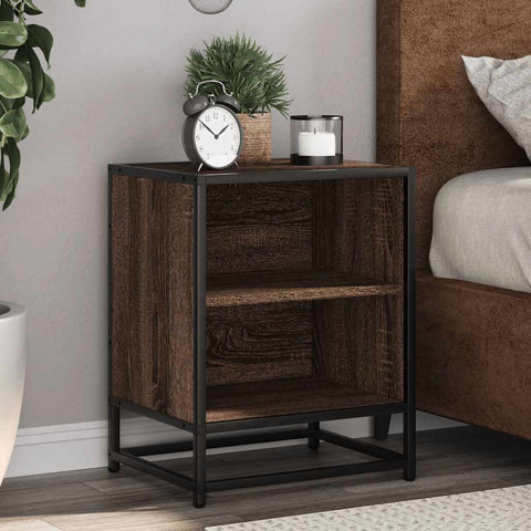 ZNTS Bedside Cabinets 2 pcs Brown Oak 40x31x50 cm Engineered Wood and Metal 848708