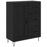 Highboard with Drawer 2 pcs Black Oak Engineered Wood and Glass 3416079