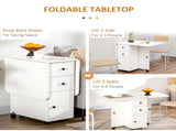 Multi-Storage Six-Person Drop Leaf Dining Table - White T3398P343519
