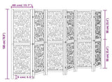 Room Divider 6 Panels Black Solid Wood Paulownia 358762