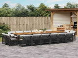 17 Piece Garden Dining Set with Cushions Black Poly Rattan 3210891