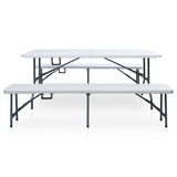 Garden Dining Set White and black Steel with powder coat, HDPE 48833
