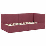 Corner Bed Frame with Headboard Wine red 90 x 190 cm Fabric 42016458