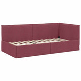 Corner Bed Frame with Headboard Wine red 90 x 190 cm Fabric 42016458