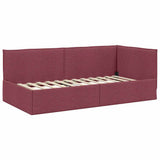 Corner Bed Frame with Headboard Wine Red 90 x 190 cm Velvet 42016458