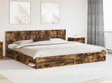 Bed Frame with Storage and Headboard Smoked Oak 180 x 200 cm 3413825