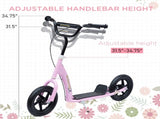 Kids Scooter Kick Scooter with 12" EVA Tyres, Rear Brake, Big Wheels Scooter for 5-12 Years Old, T3398P348519