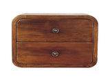 Solid Wood Floating Mini Chestnut Bedside, 2 Drawers, Dark Brown B2743P402930