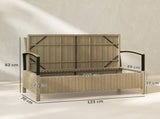125L Garden Storage Bench, 2 Seater PE Rattan Outdoor Bench Storage Box with Padded Cushion, Khaki T3398P552617