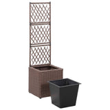 Trellis Raised Bed with 1 Pot 30x30x107 cm Poly Rattan Brown 46936