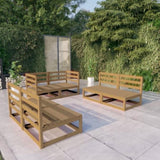 ZNTS 6 Piece Garden Lounge Set Honey Brown Solid Pinewood 3075412