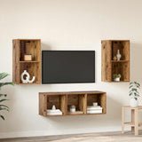 TV Cabinet Set Wall-mounted 3 pcs Old Wood Engineered Wood 3393378