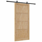 Sliding Door Manual Natural and black 93 x 202 cm 3333514