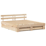 Bed Frame with Headboard Brown 180 x 200 cm Solid Pine Wood 3382265