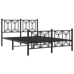 Metal Bed Frame without Mattress with Footboard Black 135x190cm 376145