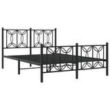 Metal Bed Frame without Mattress with Footboard Black 135x190cm 376145