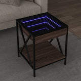 Coffee Table with Infinity LED Brown Oak 40x40x49 cm 847696