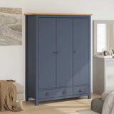 3-Door Wardrobe Hill Grey 127x50x170 cm Solid Pine Wood 288953