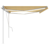 Manual Retractable Awning with LED 5x3 m Yellow and White 3069983