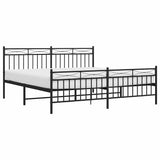 Metal Bed Frame without Mattress with Footboard Black 183x213cm 373714