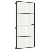 Interior Door Slim Black 93x201.5 cm Tempered Glass and Aluminium 155129