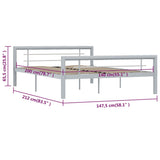 Bed Frame without Mattress Grey and White Metal 140x200 cm 284559