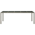 Garden Table Grey 250x100x75 cm Tempered Glass and Poly Rattan 316727
